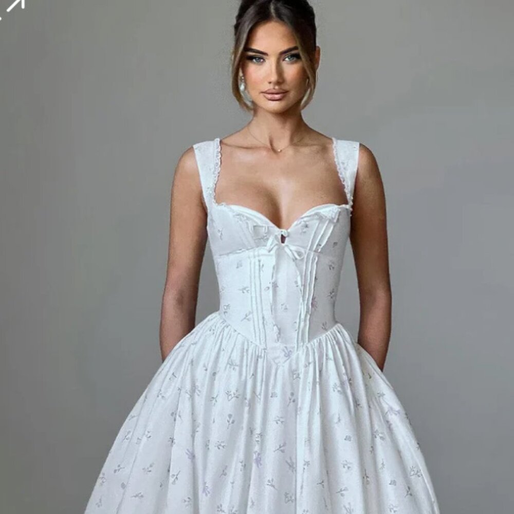 BabyBoo Marlena White Midi Dress